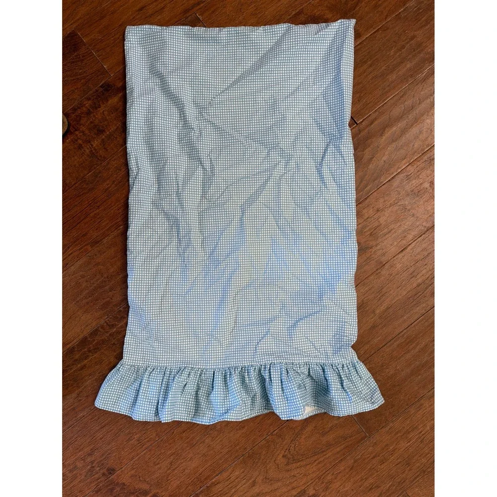 Ralph Lauren Blue Gingham Ruffle Standard Pillowcase 100% Cotton Made in USA